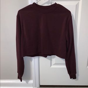 Cropped maroon crew neck